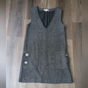 Wool blend V Neck Mini Dress Academia Collegiate Fall Pockets Size Small